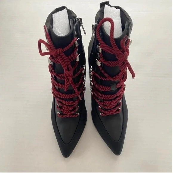 New Steve Madden Karey Black Multi Lightweight Lace Up Mid Heel Booties size 8 - Picture 9 of 13